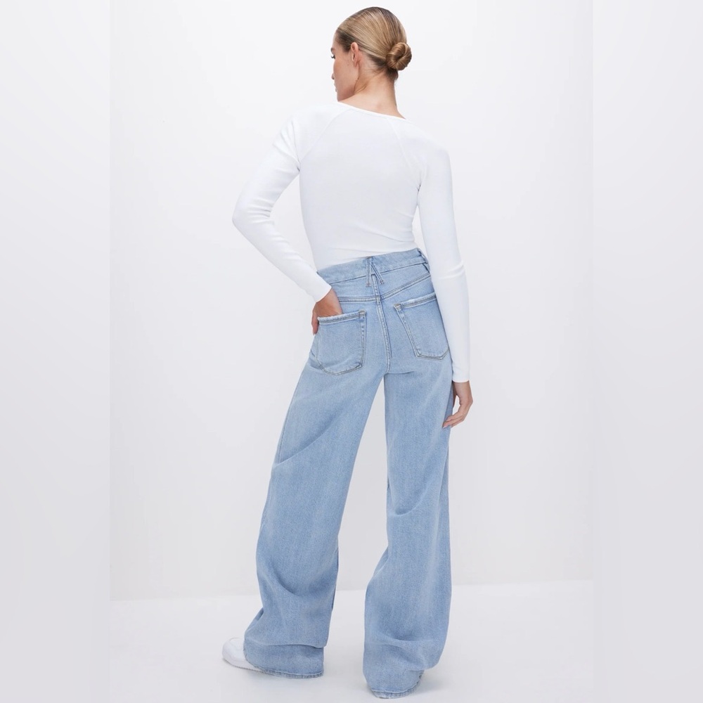 Good American Good Skate Light Blue Wide-Leg Jeans - Picture 2 of 9